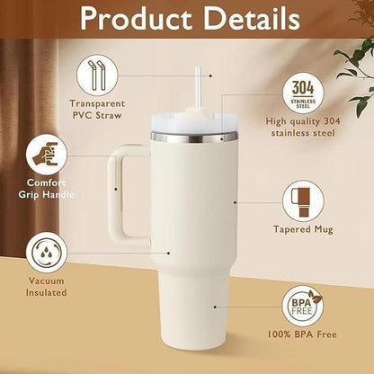 Stainless Steel Tumbler with Lid and Straw Vacuum Insulated Tumbler | 1200 ML