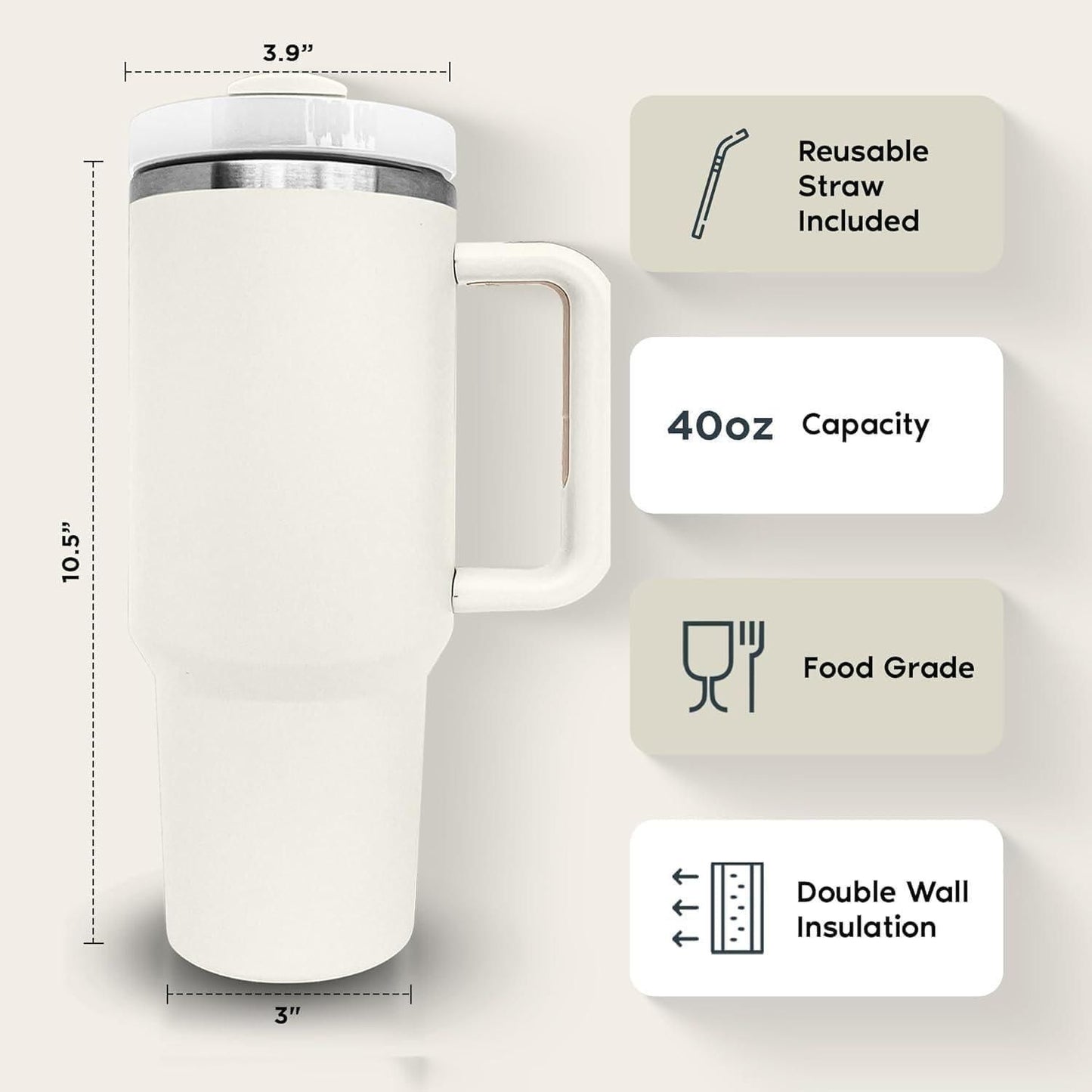 Stainless Steel Tumbler with Lid and Straw Vacuum Insulated Tumbler | 1200 ML