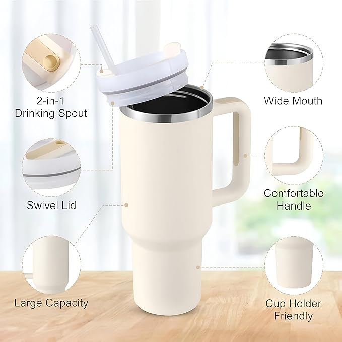 Stainless Steel Tumbler with Lid and Straw Vacuum Insulated Tumbler | 1200 ML